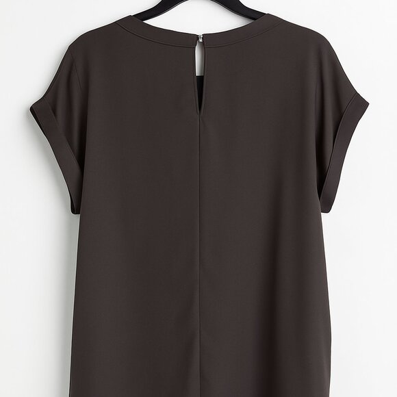 SO Goods for Life Black Keyhole Blouse XL Short Sleeve Curved Hem - Picture 2 of 5